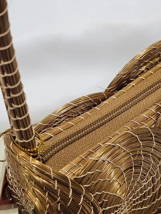 Basket of Cambodia Saraye Purse Woven Grass Boho Bag City Chic Boho Handmade - Picture 12 of 16